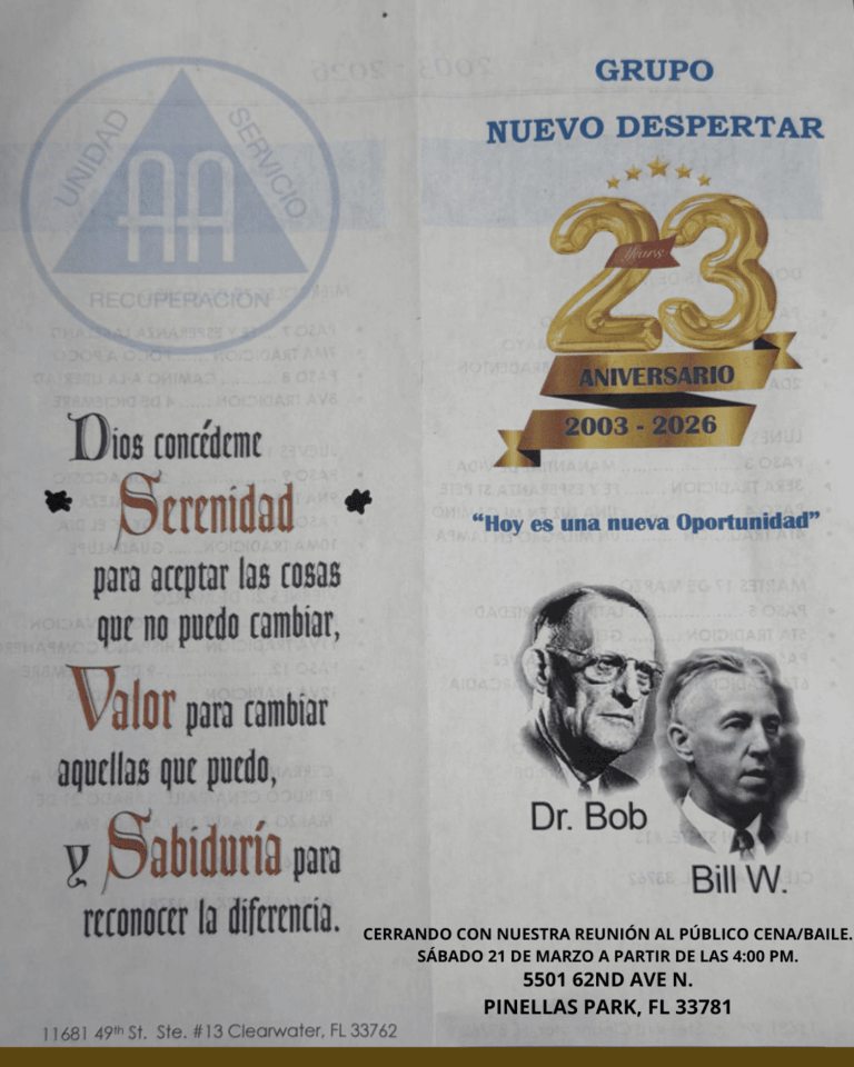 CIERRE CON NUESTRA REUNIÓN PÚBLICA: CENA Y BAILE
Sábado 21 de marzo | A partir de las 4:00 PM
5501 62nd Ave N, Pinellas Park, FL 33781